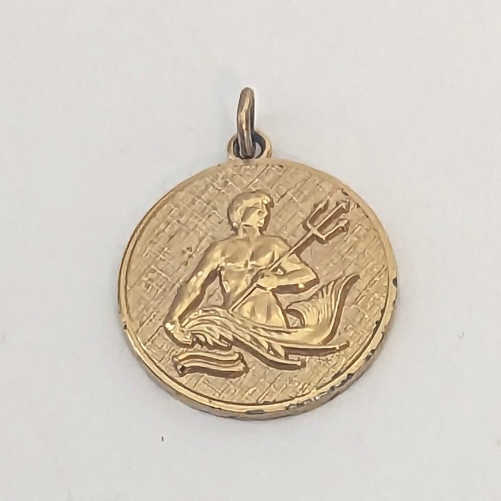 Anson Karatclad Zodiac Neptune Poseidon‎ Mythology Horoscope Gold Necklace Charm